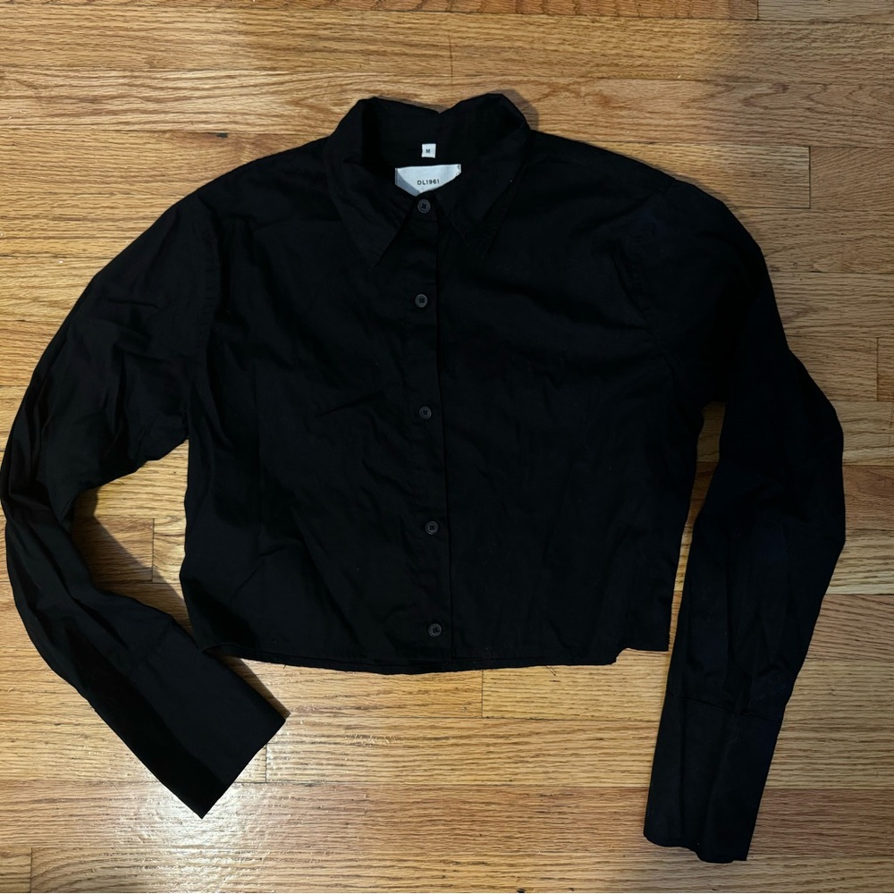 DL1961 Cropped Black Long Sleeve button down.